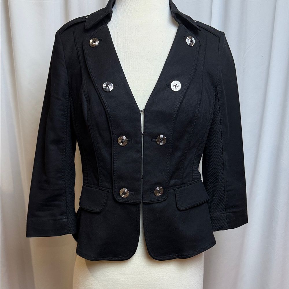 White House Black Market Military Style Black Blazer, Size 8